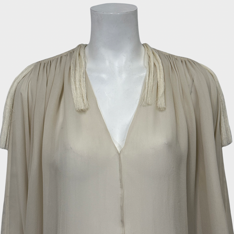 LANVIN women's ecru silk oversized blouse