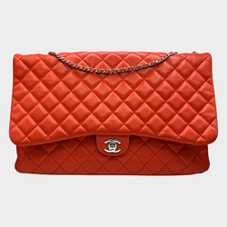 Chanel 3 big red calfskin leather handbag