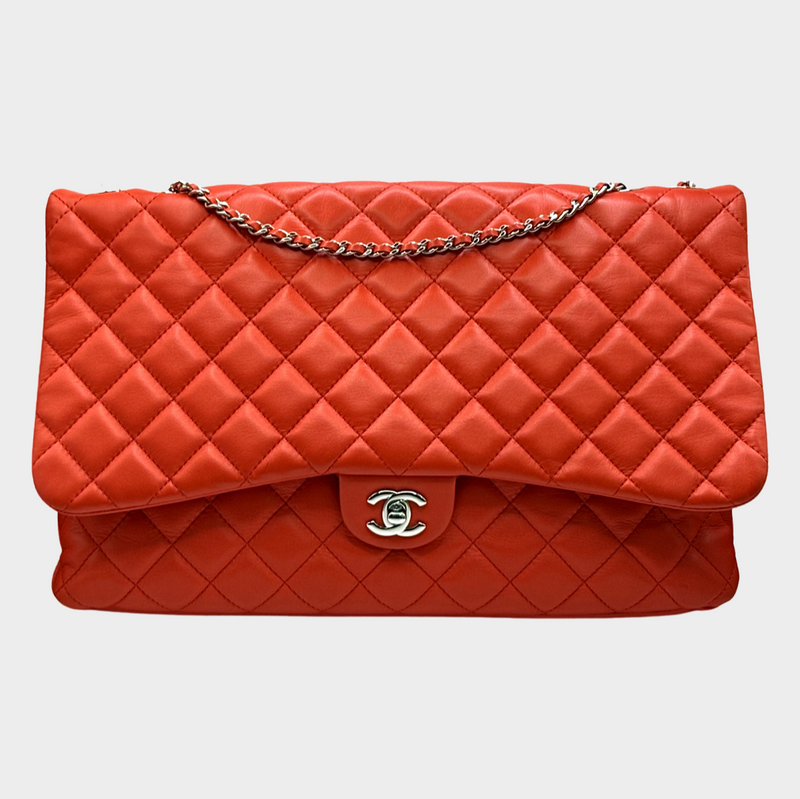 Chanel 3 big red calfskin leather handbag