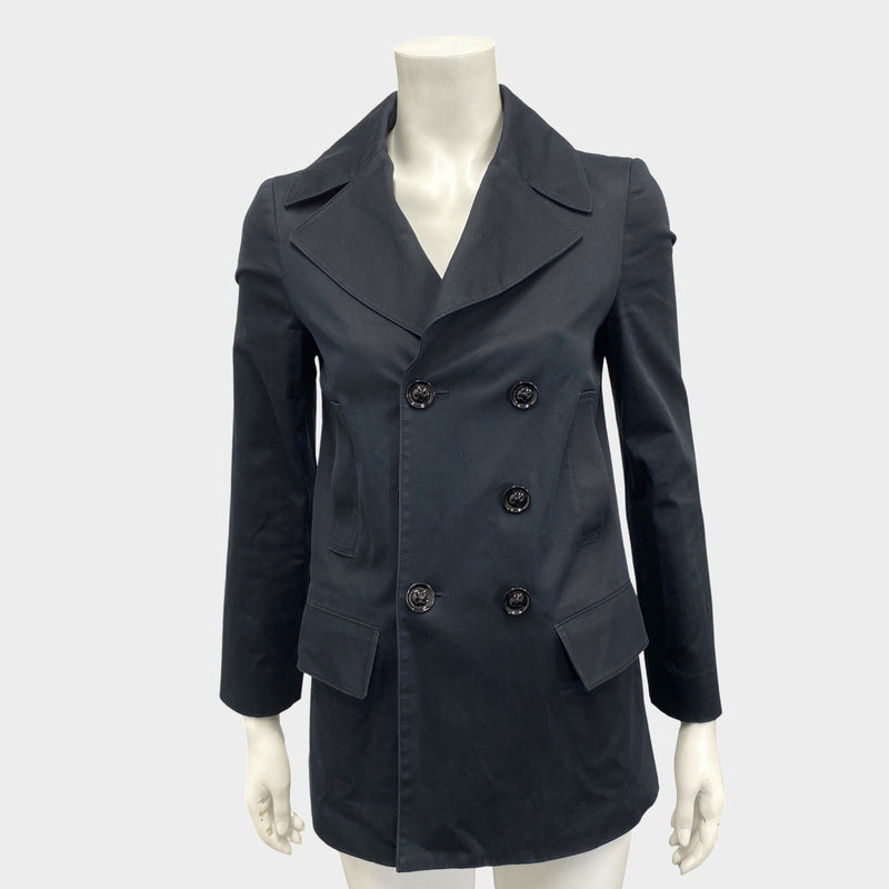 Burberry women's navy cotton double-breasted jacket