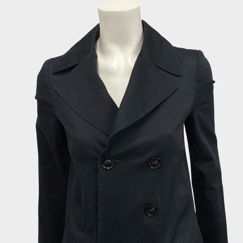 Burberry women's navy cotton double-breasted jacket