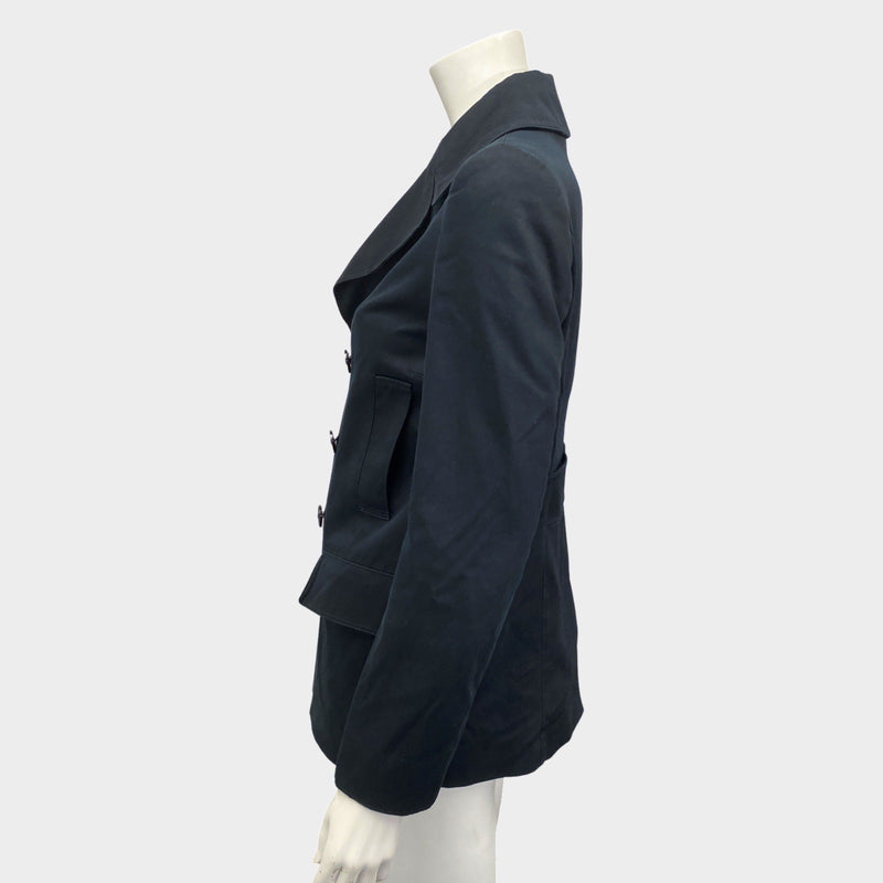 Burberry women's navy cotton double-breasted jacket