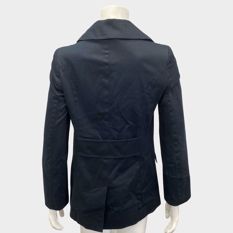 Burberry women's navy cotton double-breasted jacket