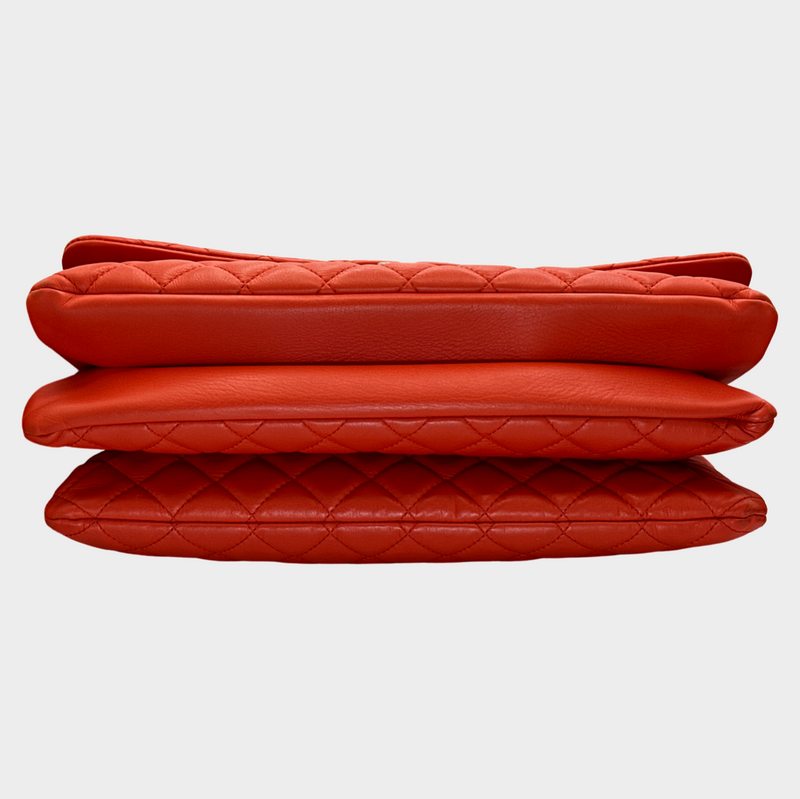 Chanel 3 big red calfskin leather handbag