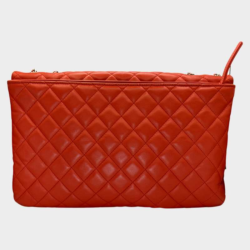 Chanel 3 big red calfskin leather handbag