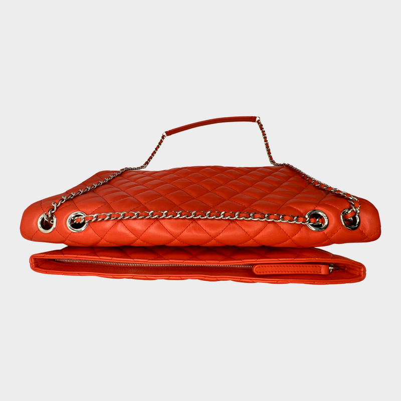 Chanel 3 big red calfskin leather handbag