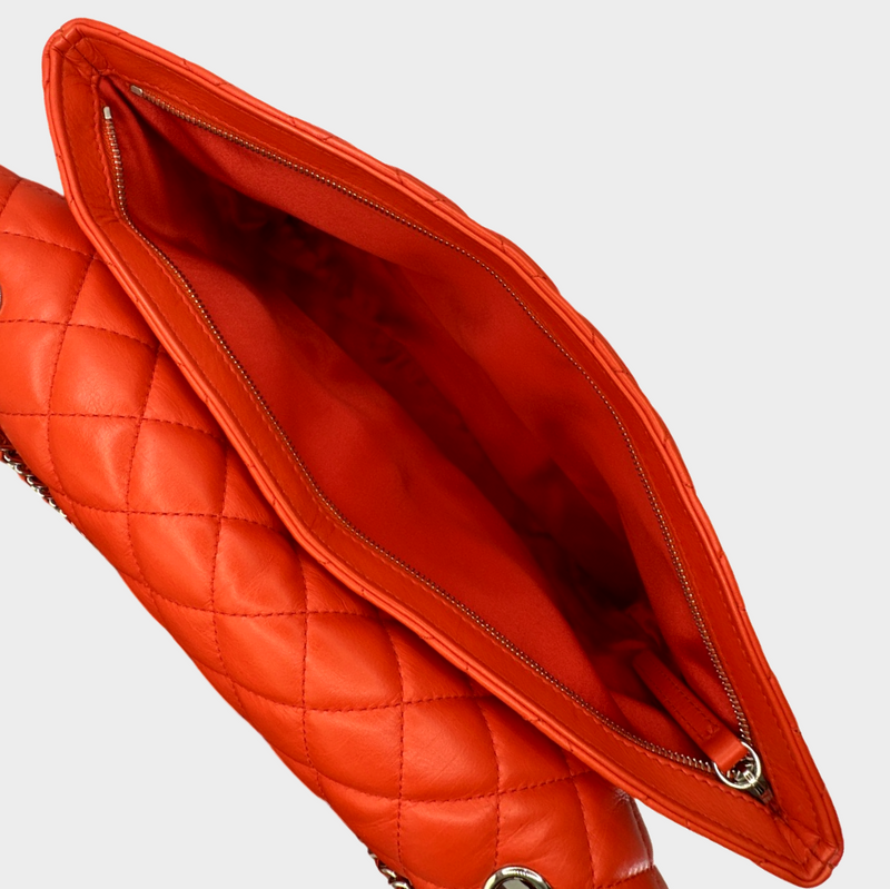Chanel 3 big red calfskin leather handbag