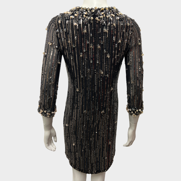 Jenny Packham Women's Black and Silver Sequin and Crystal Silk Mini Dr –  Loop Generation