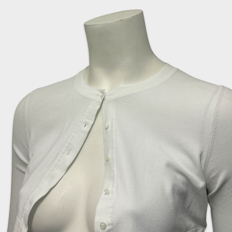 Alaïa Women's White Stretch Knit Cropped Cardigan