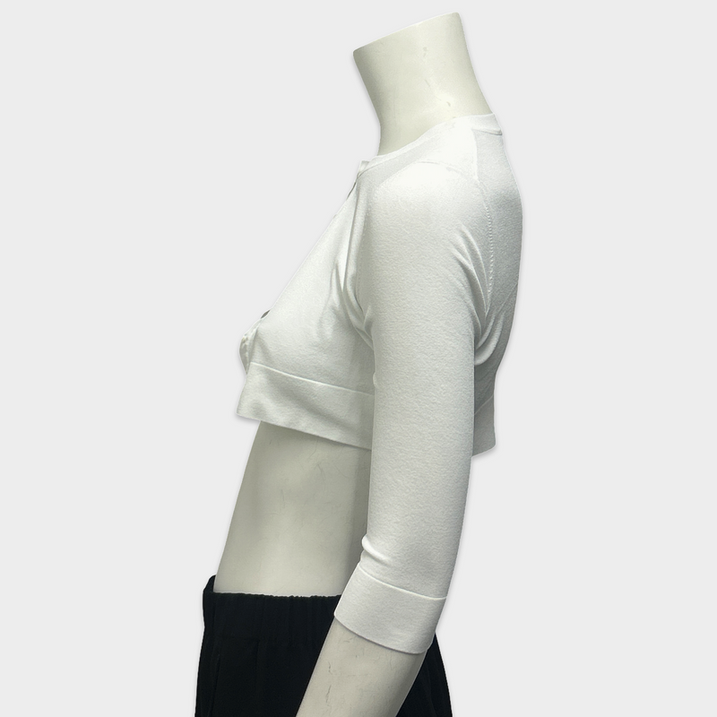 Alaïa Women's White Stretch Knit Cropped Cardigan