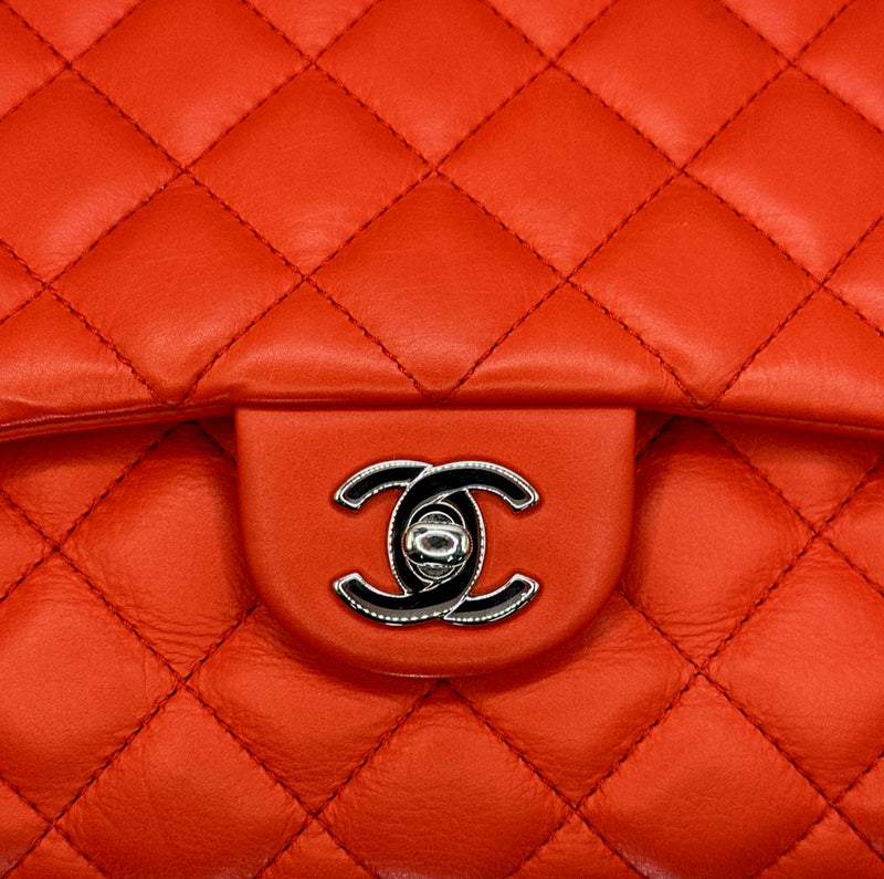 Chanel 3 big red calfskin leather handbag