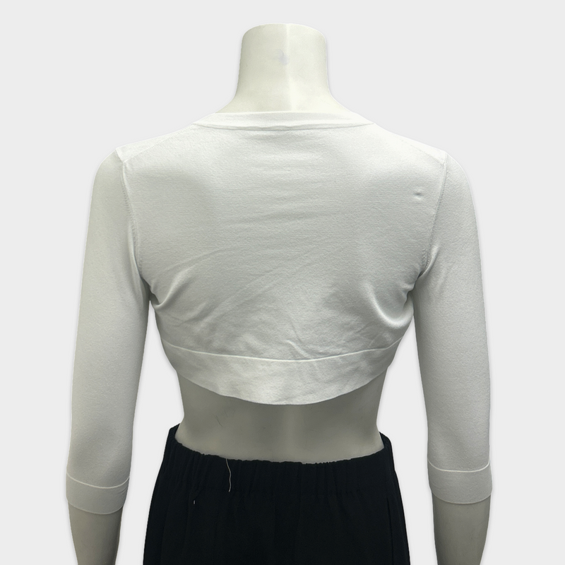Alaïa Women's White Stretch Knit Cropped Cardigan