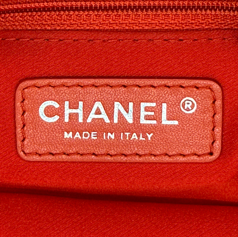 Chanel 3 big red calfskin leather handbag