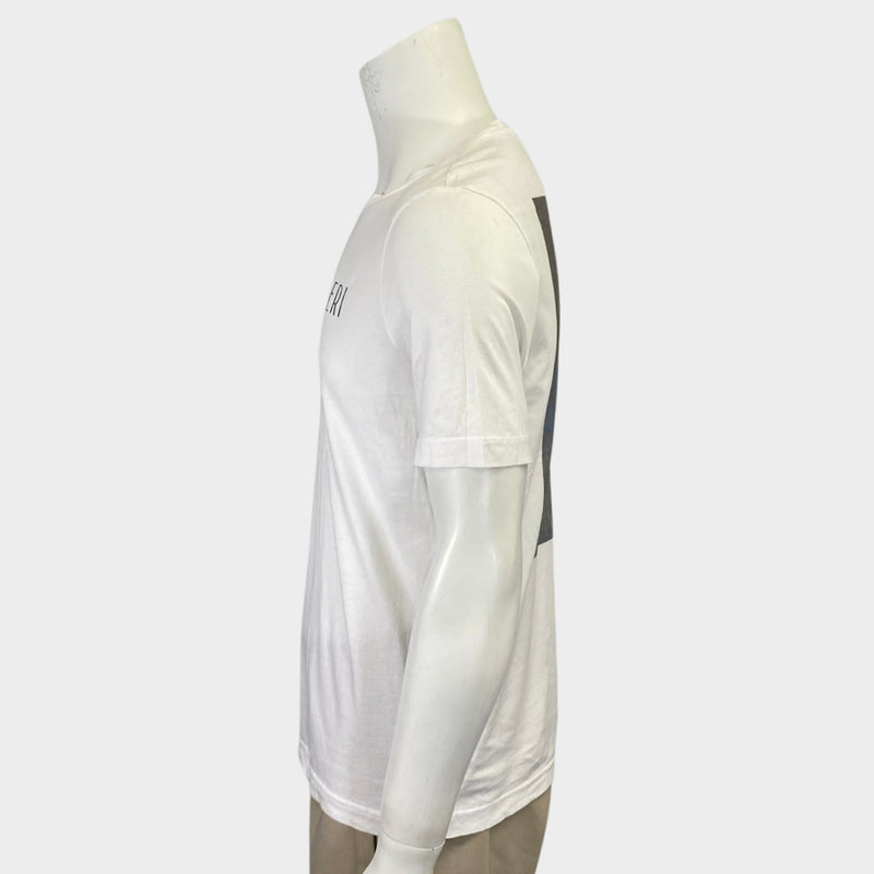 Pal Zileri men's white cotton t-shirt with painting design on back