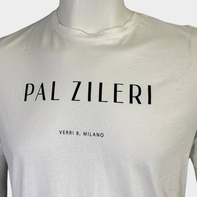 Pal Zileri men's white cotton t-shirt with painting design on back