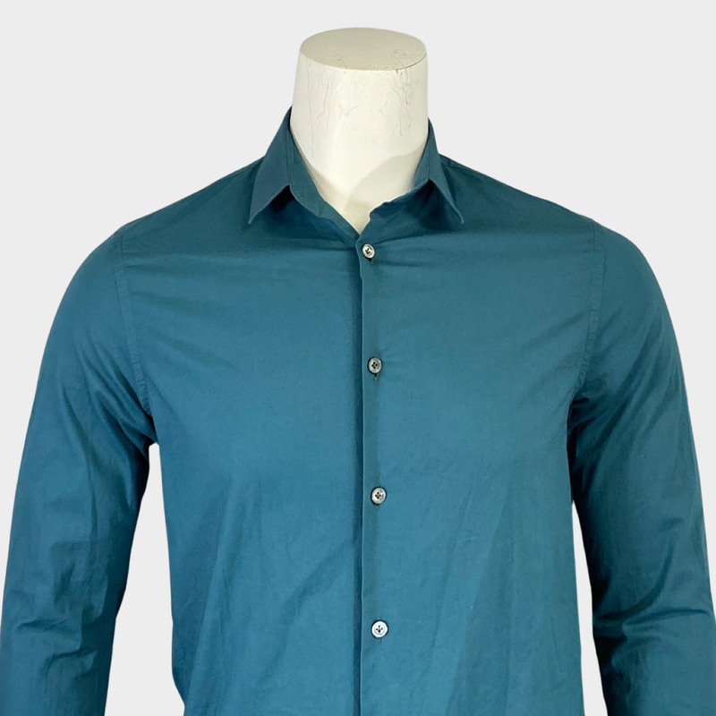 Pal Zileri men's teal cotton button down shirt