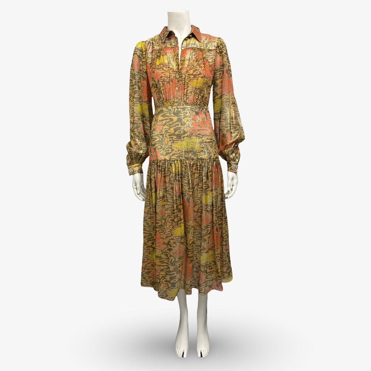 peter pilotto metallic dress Peter Pilotto Multicolor Metallic Chiffon Dress – Loop Generation