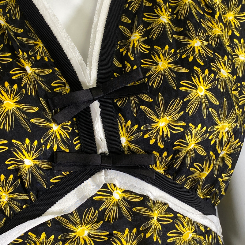 Miu Miu black and yellow flower print maxi dress with bows