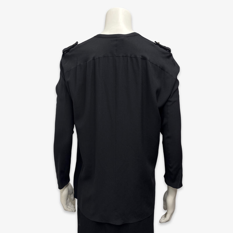 Tom Ford Women's Black Silk Blouse with Gold Stud Buttons