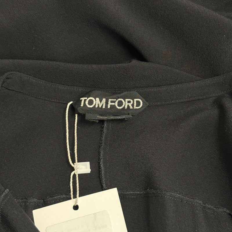 Tom Ford Women's Black Silk Blouse with Gold Stud Buttons