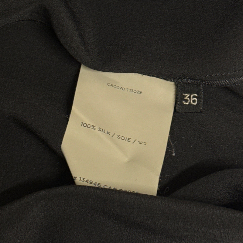 Tom Ford Women's Black Silk Blouse with Gold Stud Buttons