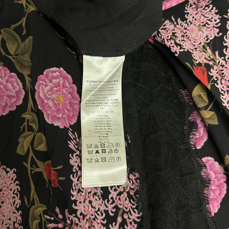 Giambattista Valli Black and Pink Floral Print Maxi Dress