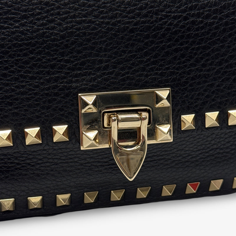 Valentino Black Grained Leather Rockstud Small Crossbody Bag