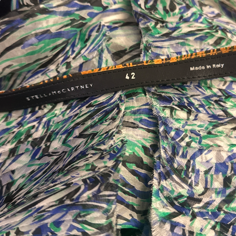 Stella McCartney Organza green and blue belted Dress
