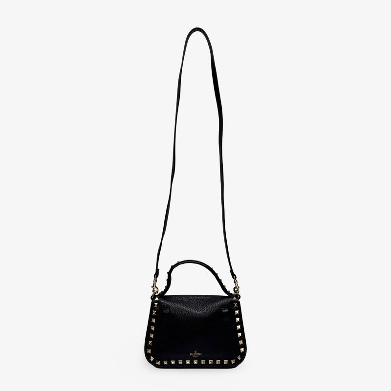 Valentino Black Grained Leather Rockstud Small Crossbody Bag