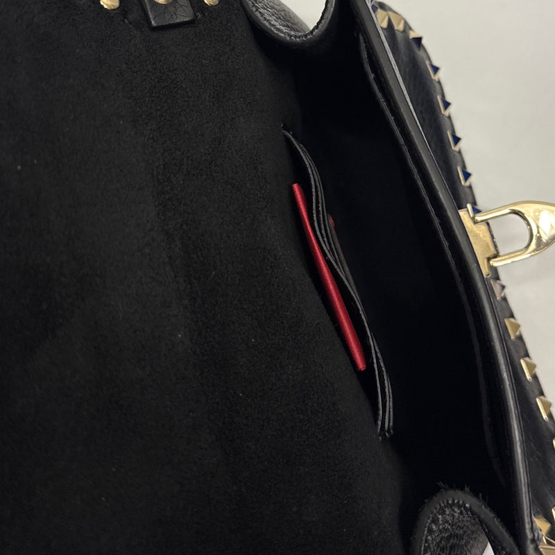 Valentino Black Grained Leather Rockstud Small Crossbody Bag
