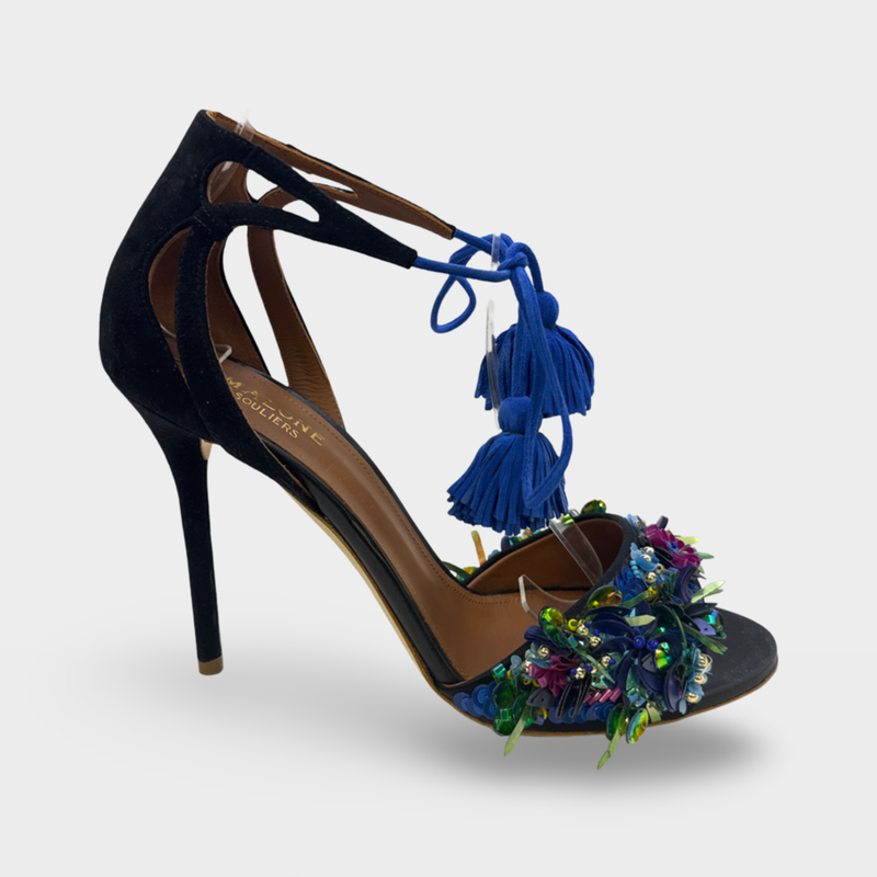 MALONE SOULIERS Black with multi-colored embellishments High-heeled sandals