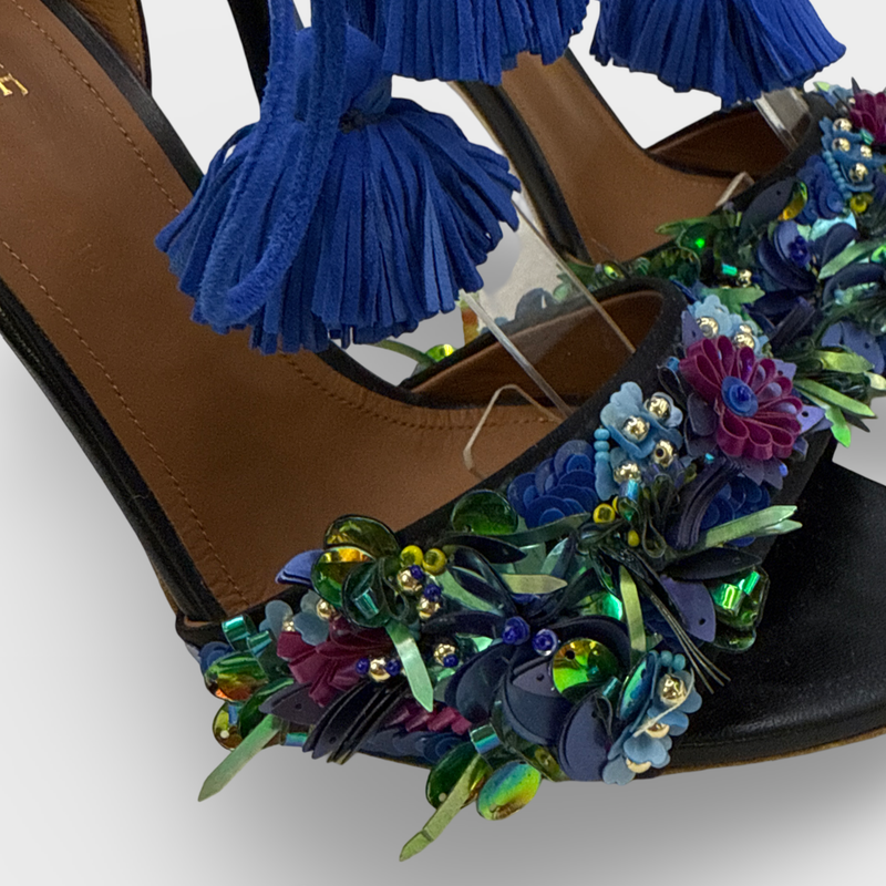 MALONE SOULIERS Black with multi-colored embellishments High-heeled sandals