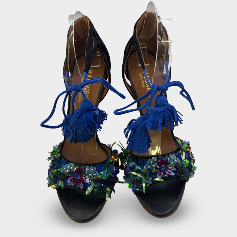 MALONE SOULIERS Black with multi-colored embellishments High-heeled sandals