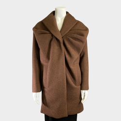 Loewe women's brown wool coat with draped neckline