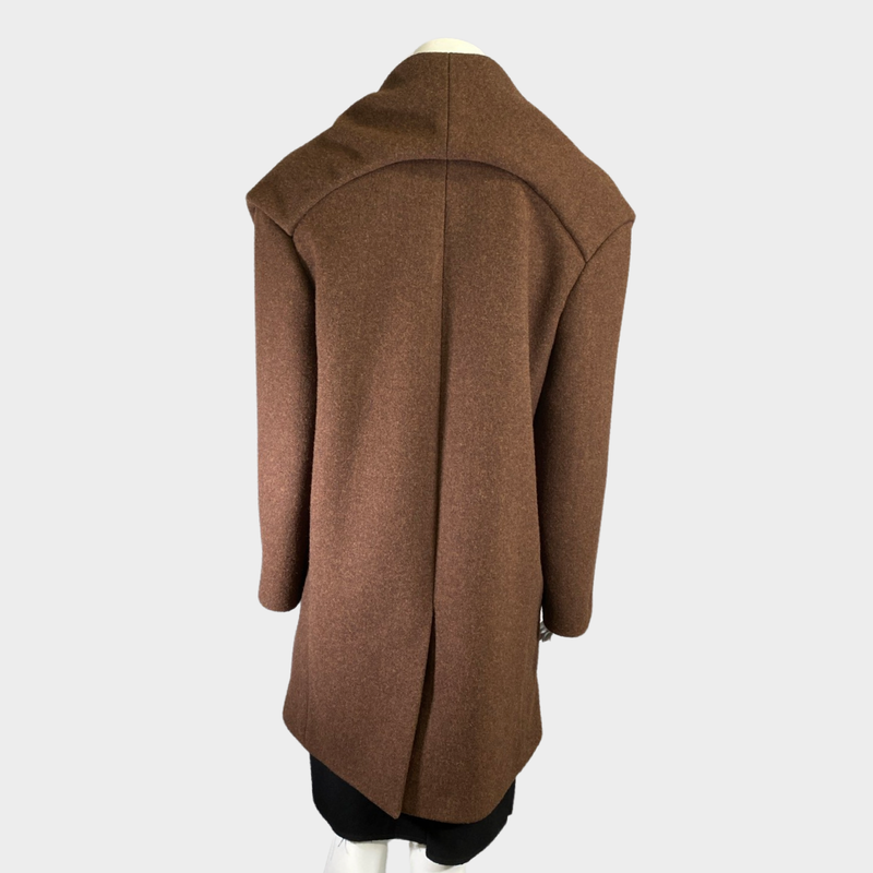 Loewe women's brown wool coat with draped neckline