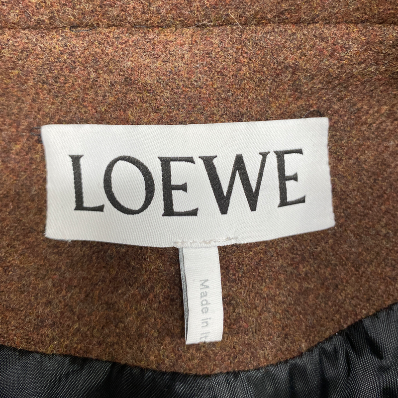 Loewe women's brown wool coat with draped neckline