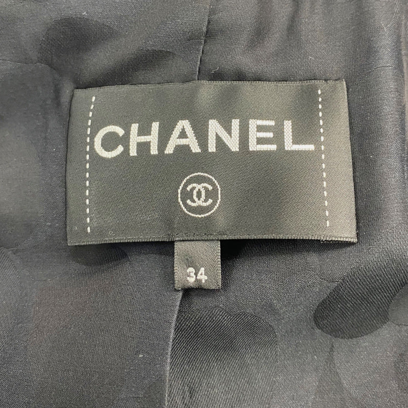 Chanel black leather jacket with embellished collar