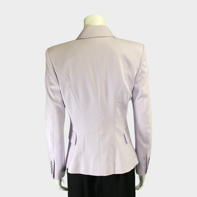 Pierre Balmain women's lilac cotton double breasted blazer with silver buttons
