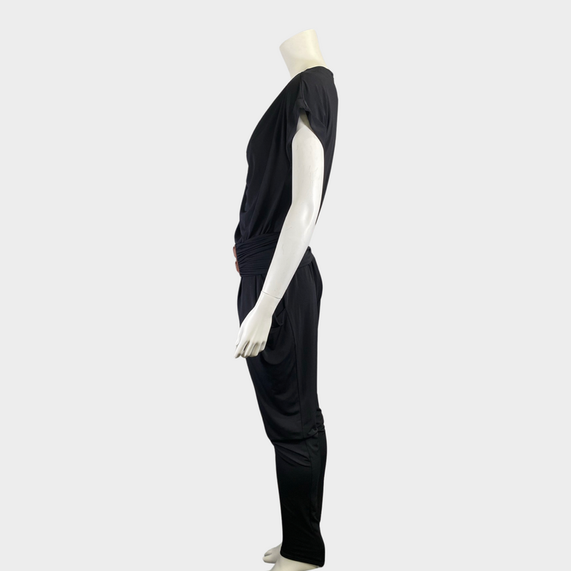 Michael Kors women's black jumpsuit with tan leather belt