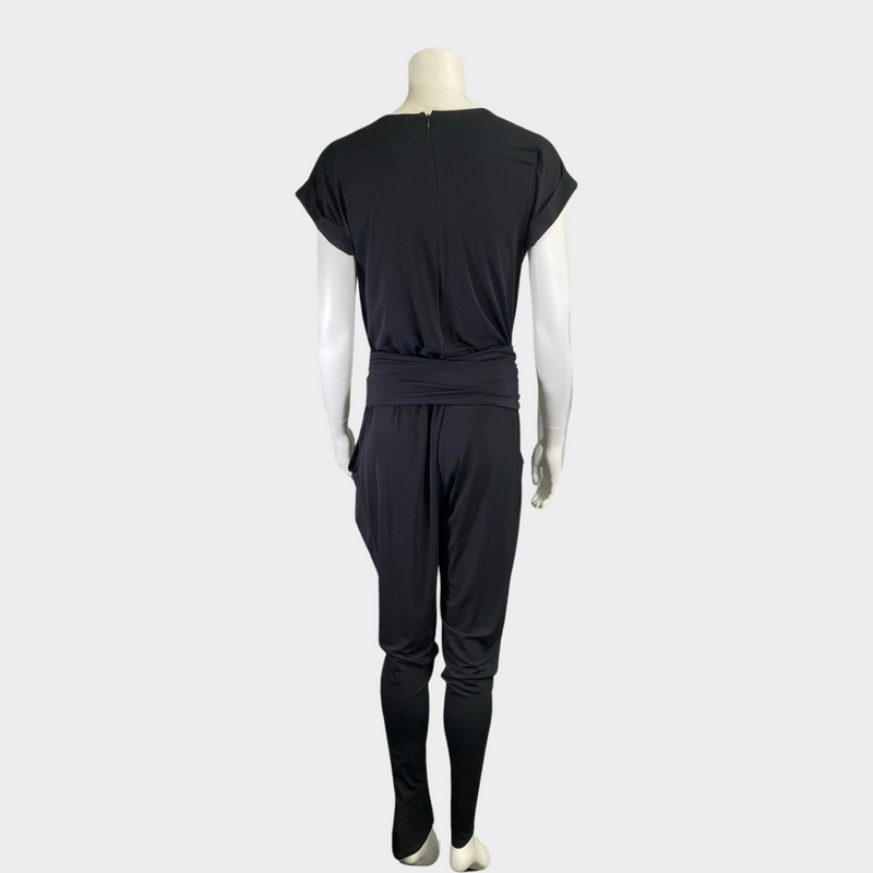 Michael Kors women's black jumpsuit with tan leather belt