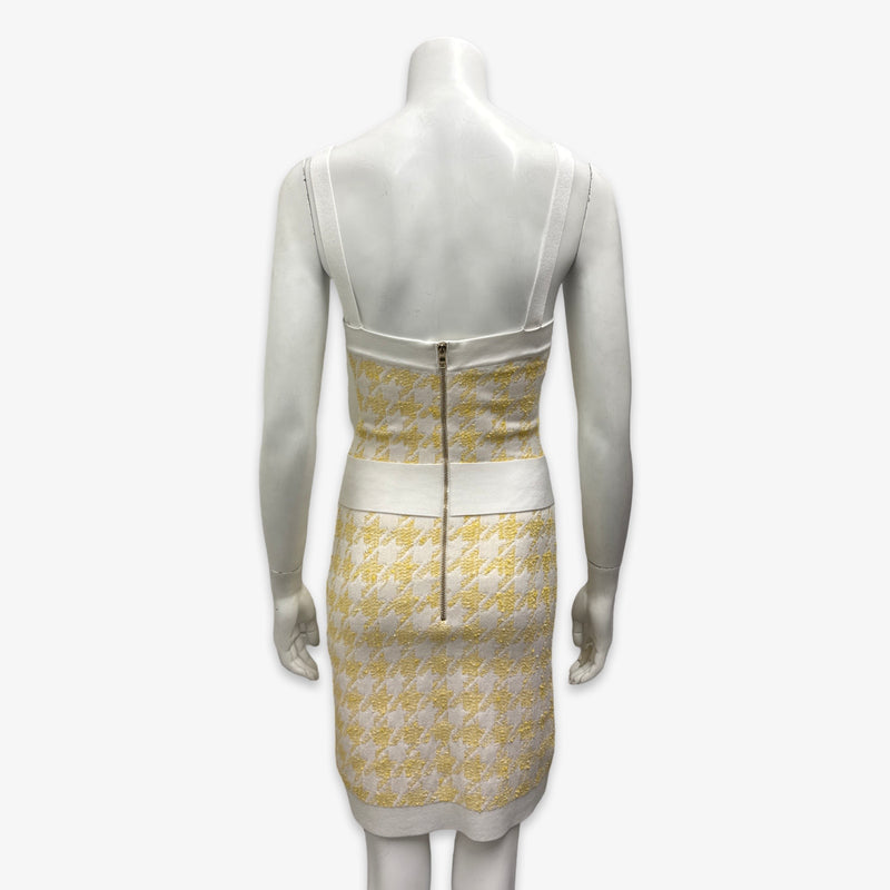 Balmain yellow and white sleeveless dress