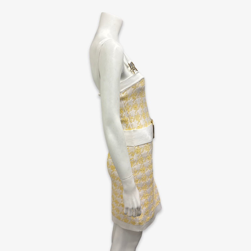Balmain yellow and white sleeveless dress