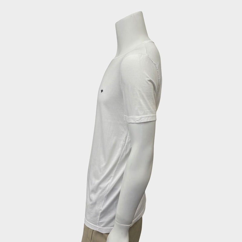 Dior men's white cotton bee logo embroidered t-shirt