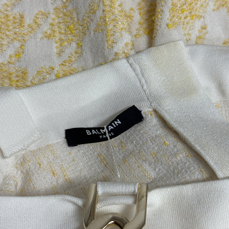 Balmain yellow and white sleeveless dress
