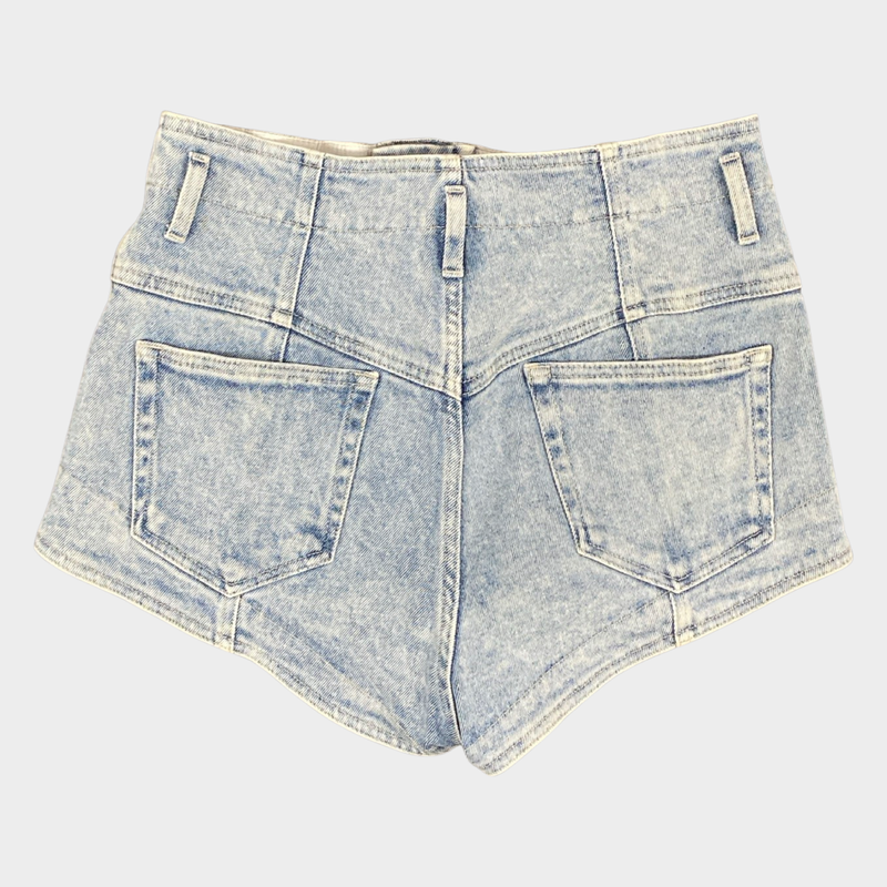 Isabel Marant women's light blue high-waisted denim cotton shorts
