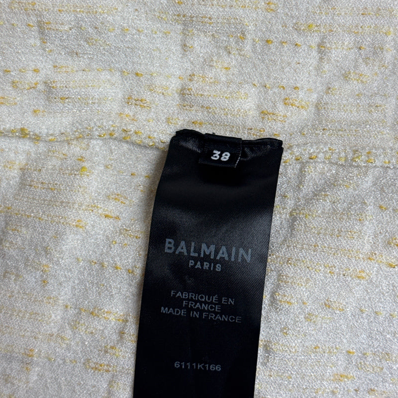 Balmain yellow and white sleeveless dress
