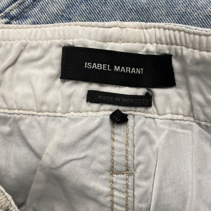 Isabel Marant women's light blue high-waisted denim cotton shorts