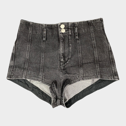 Isabel Marant women's black high-waisted denim cotton shorts