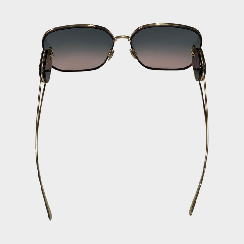 Christian Dior women's brown and red tortoiseshell sunglasses with gold hardware