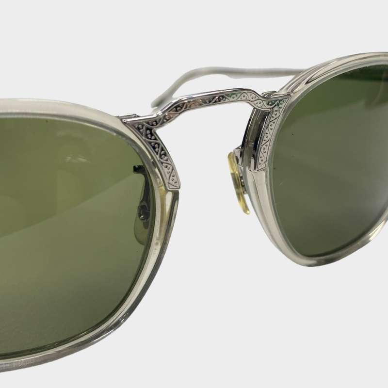 Oliver Peoples women's silver and green round sunglasses